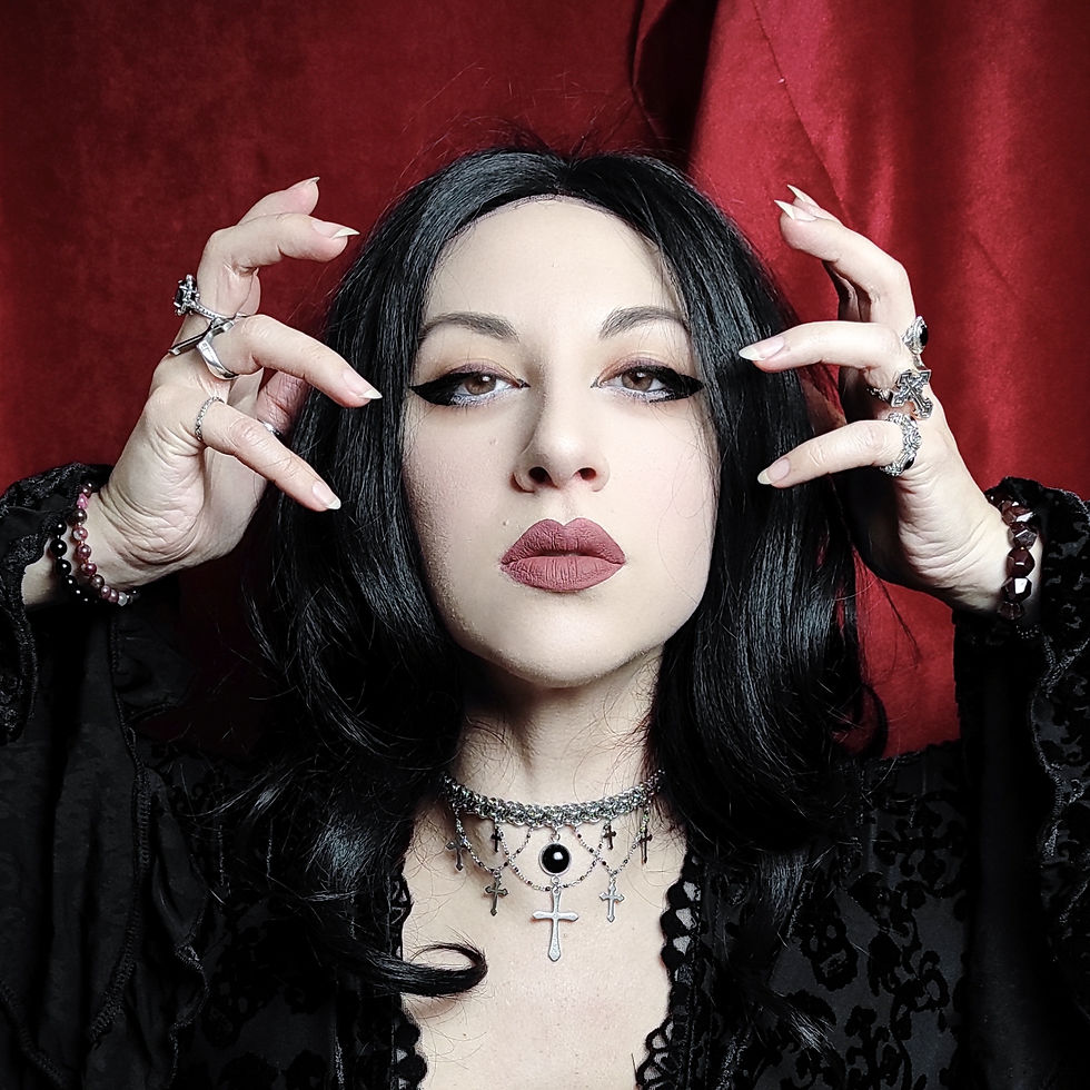 Thumbnail: This exquisite choker features delicate black & silver beaded chain, adorned with an elegant onyx pendant and fine crosses