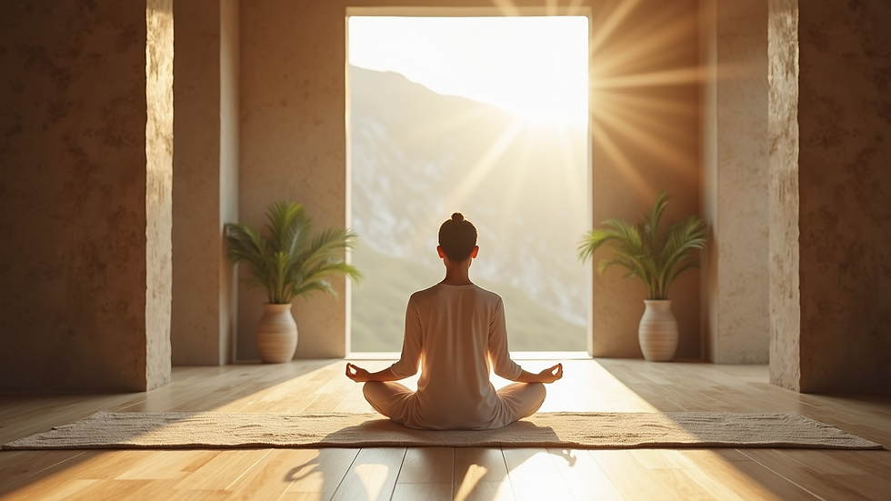 Eye-level view of a tranquil meditation space
