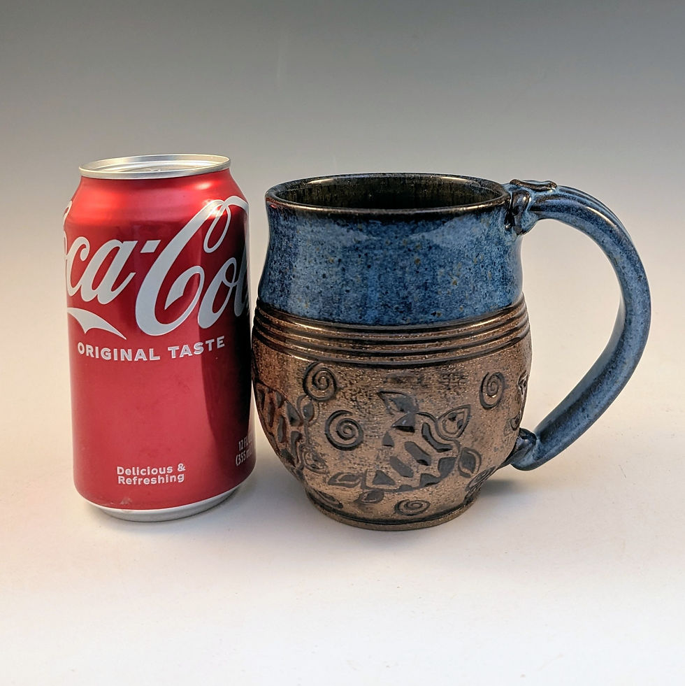 Thumbnail: Turtles stoneware pottery mug in blue rutile