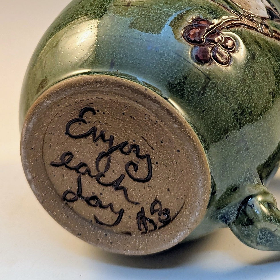 Thumbnail: Chickadee bird stoneware pottery mug