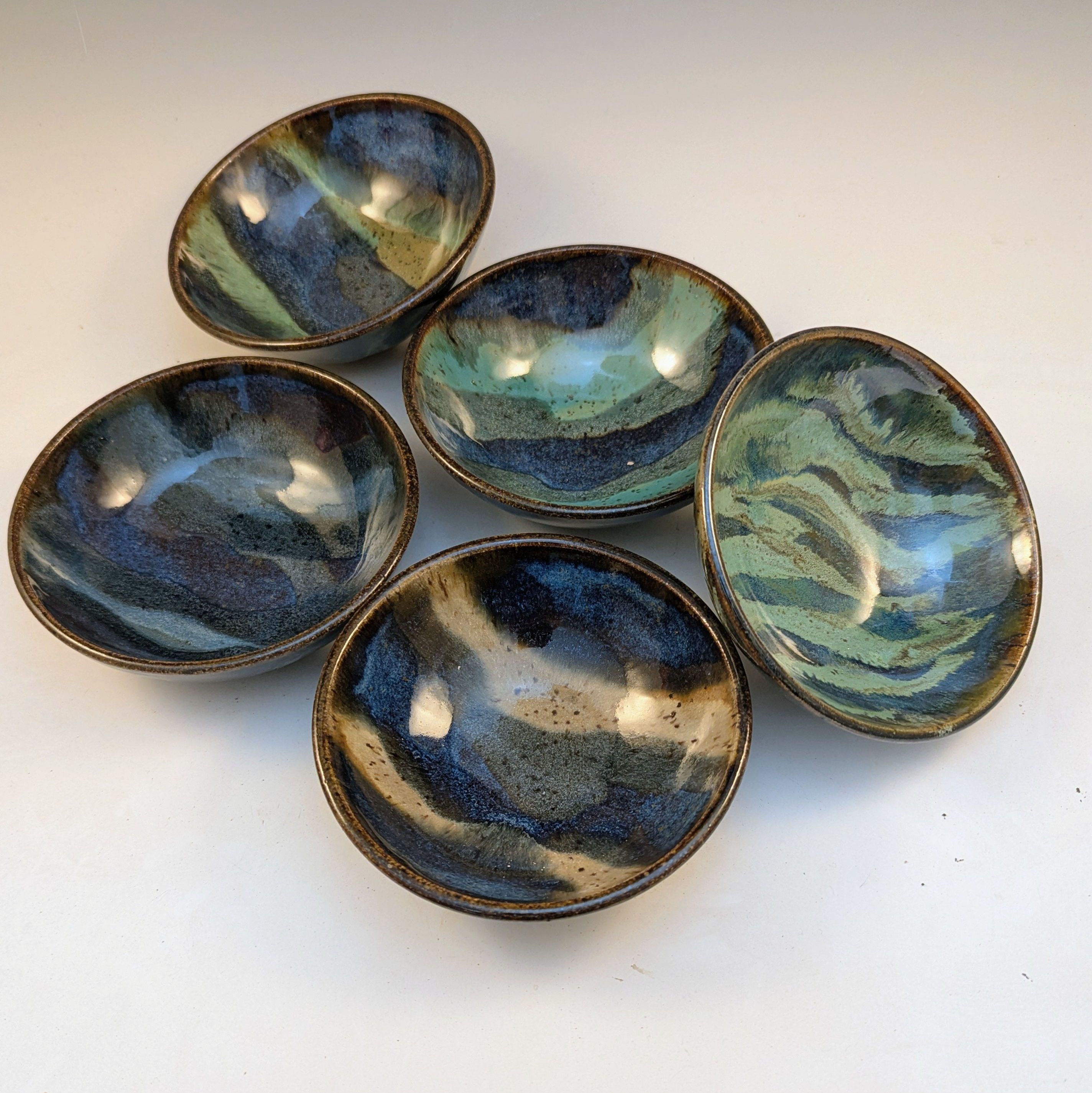 Set of 5 mismatched dip bowls