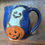 Thumbnail: Pumpkin and ghost Halloween purple mug