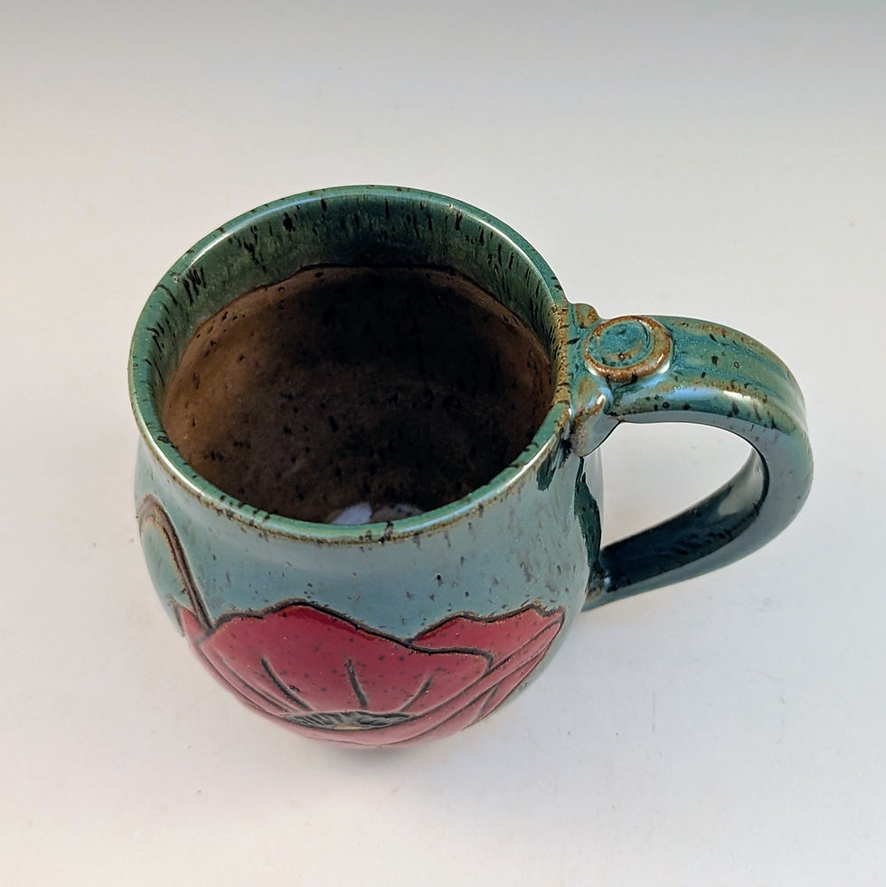 Thumbnail: Poppy flower mug in light turquoise 