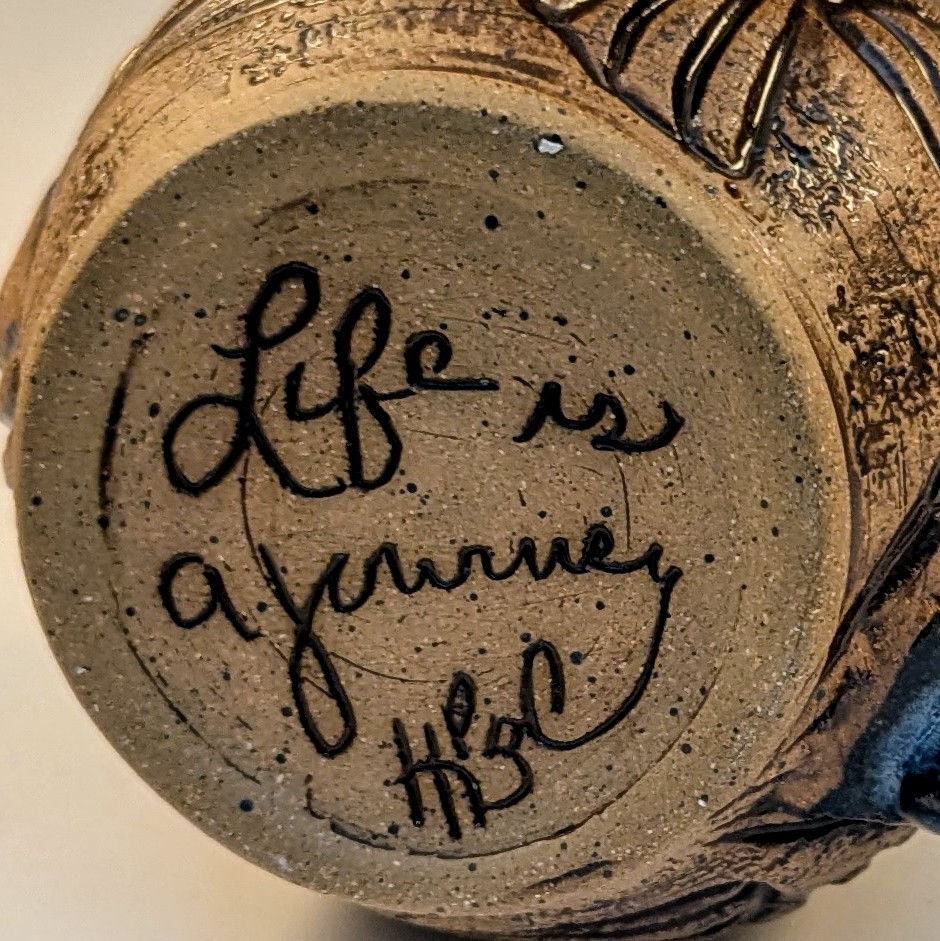 Thumbnail: Ginko leaf stoneware pottery mug 