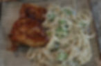 Barbecue Chicken Thigh and Pasta Alfredo w/ sautéed vegetables