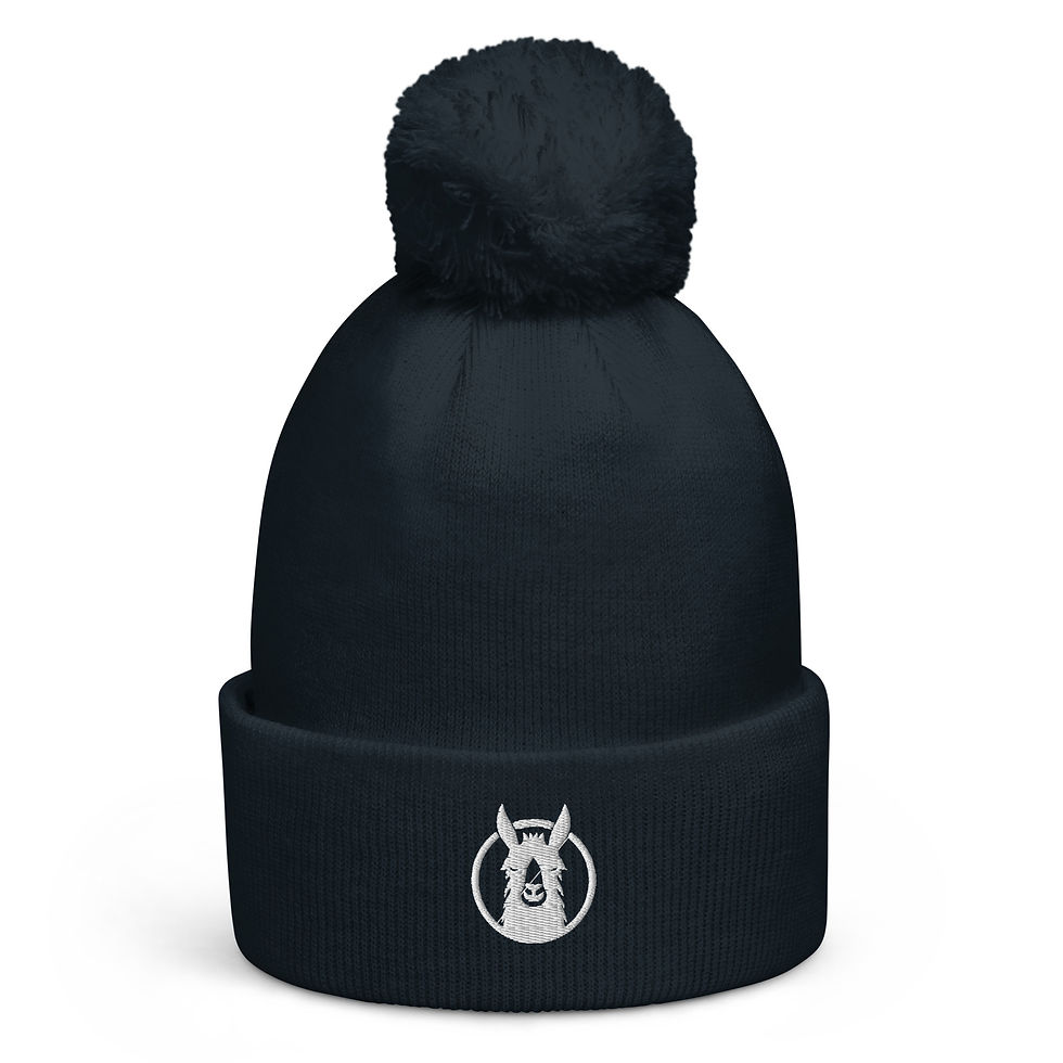 Thumbnail: Cozy knit pom-pom beanie featuring the Lonely Llama logo on the front, designed for warmth, comfort, and a touch of playful style