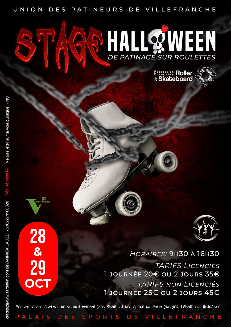 STAGE DE PATINAGE SUR ROULETTES UPV!! spéciale HALLOWEEN les 28 et 29 octobre