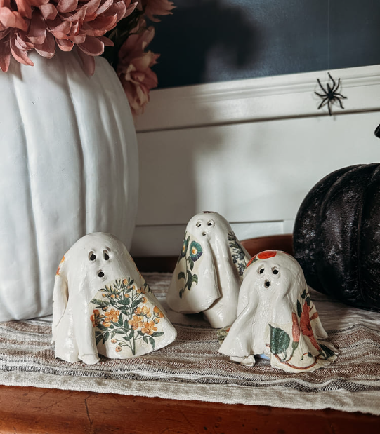 Decoupage Floral Pumpkins & Little Ghosts