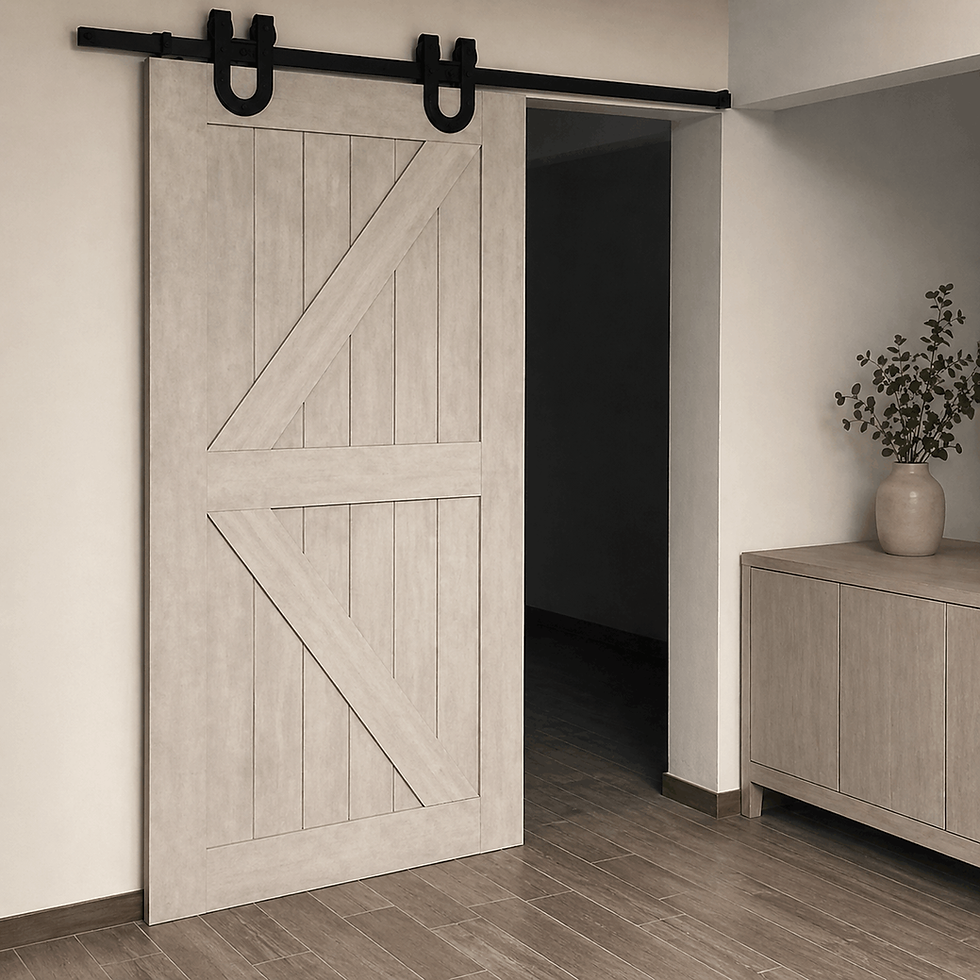 Barn Sliding Door For Storeroom Installed in Singapore, Grey Laminate