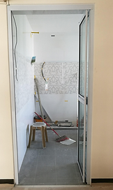 top hung bifold install at HDB BTO flat | bifold door fully openly without bottom track
