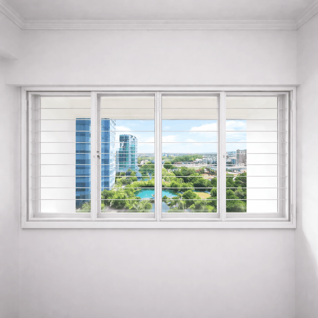 Mild Steel Slim Window Grille Installed in Singapore HDB Flat By Ho Ho