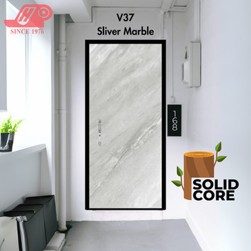 V37 Silver Marble Laminate Main Door For HDB Main Entrance in Singapore