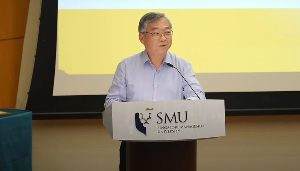 Deputy Prime Minister Gan Kim Yong delivering a keynote speech at Singapore Management University (SMU) on how Singapore can navigate global economic uncertainty