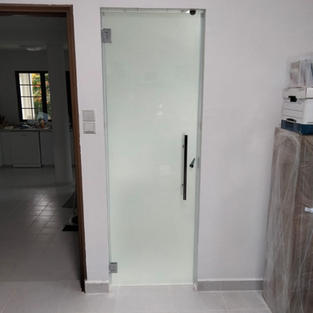 Frameless Tempered Glass Swing Door With Safety Film For Bathroom Door in Singapore