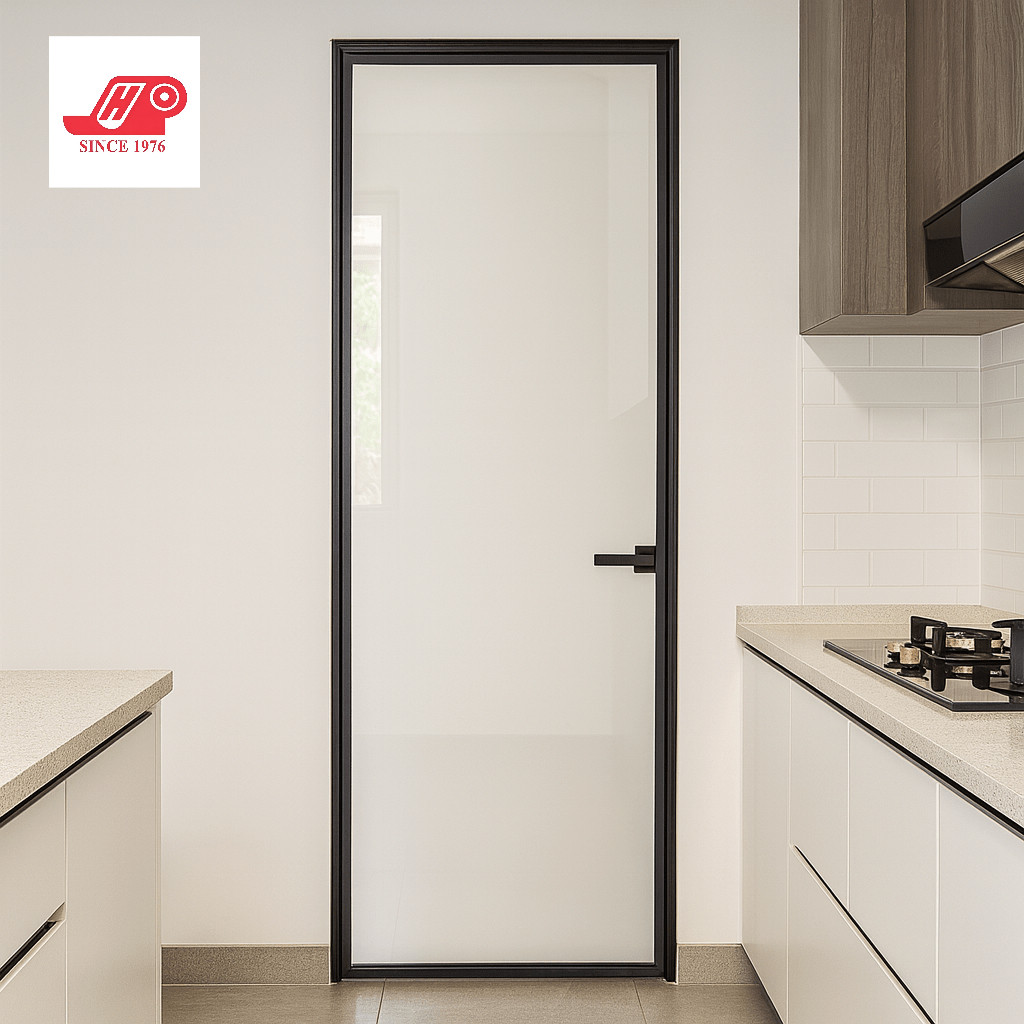 Ultra Slim Swing Door With Frosted Tempered Glass