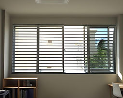 Aluminium Window Grille 2 inch cat friendly window grille installed in Singapore HDB flat silver 4 panel