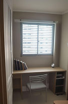 Cat proof window grille installed in Singapore study room, aluminium horizontal design with 2-inch narrow gaps to keep cats safe indoors