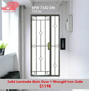 Solid Laminate Main Door With Wrought Iron Gate Promotion Package Price $1198 in Singapore By Ho Ho