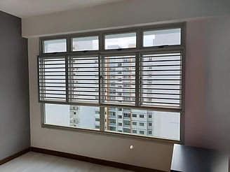 Cat proof window grill installation in Singapore HDB flat, 2025 design with aluminium horizontal bars and 2-inch gaps for cat safety and ventilation
