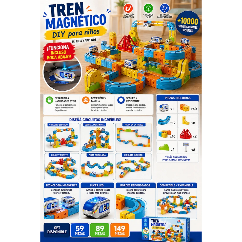 Miniatura: Tren Eléctrico Magnético DIY - 59 piezas