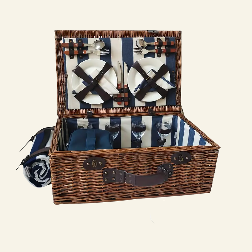 Dark Blue Picnic Basket for 4