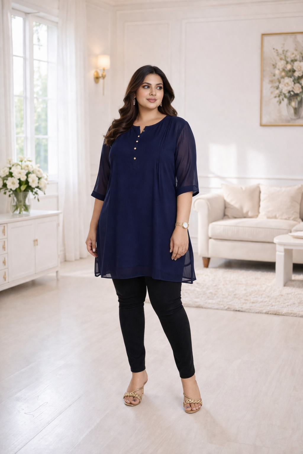 VeeVa Indigo Pleat Tunic