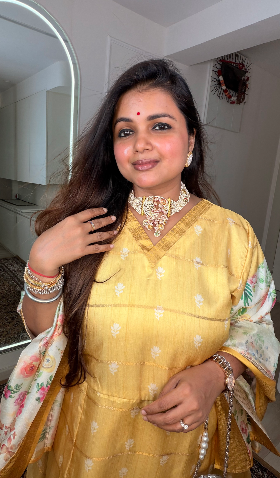 Thumbnail: VeeVa Gulnaar Kurti Dupatta Set - Kesar