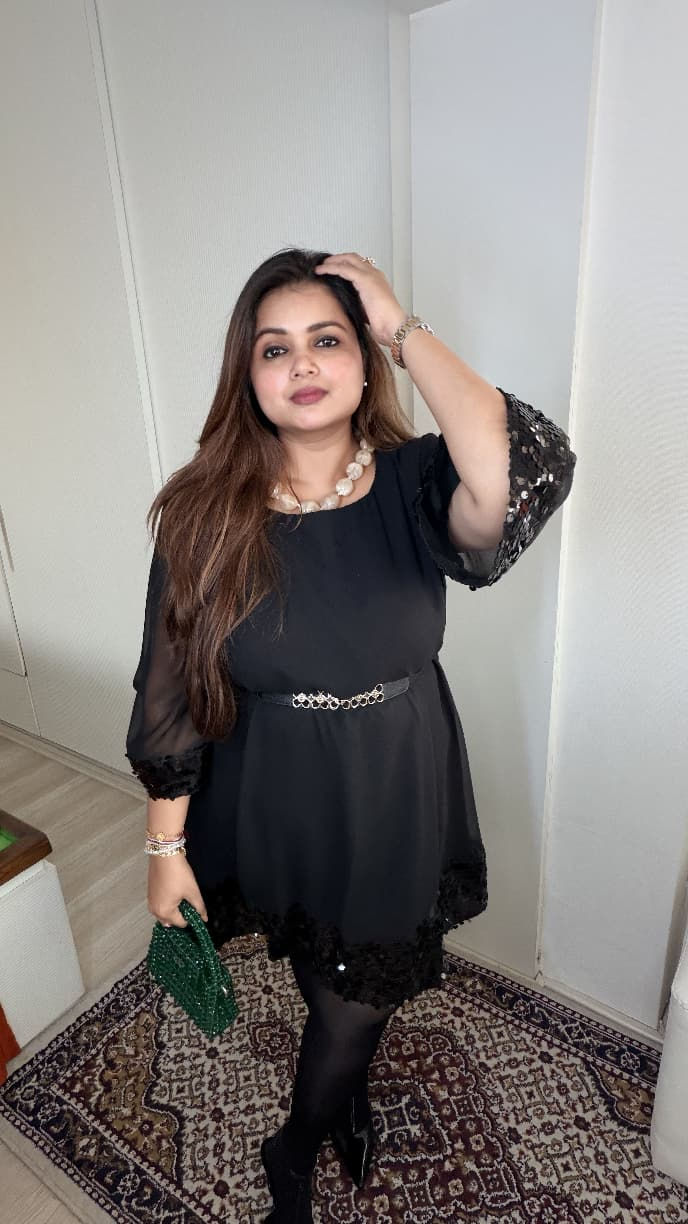 Thumbnail: Black Colour Georgette Tunic with Sequin