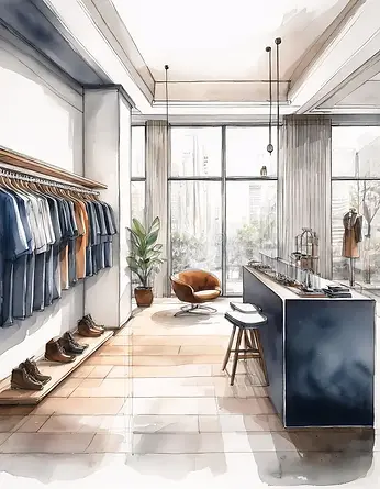 modern-clothing-store-large-window-overlooking-city-skyline-featuring-racks-neatly-organiz