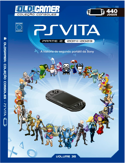 Cover of Old!Gamer magazine featuring “PS Vita.” The portable console is surrounded by various iconic game characters, set against a vibrant background.