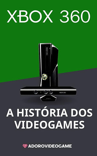 Green and dark grey background with a black Xbox 360 console, featuring the brand and logo. Text below reads 'The History of Video Games' in white, with a heart icon and 'adorovideogame' at the bottom. Retro gaming theme.