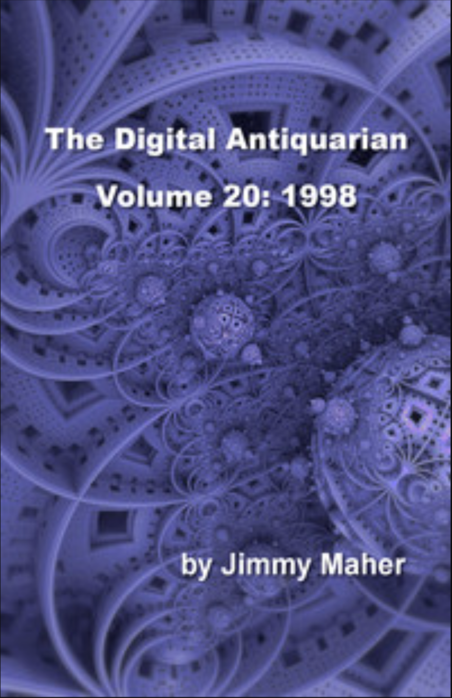 Purple cover for "The Digital Antiquarian, Volume 20: 1998", featuring intricate fractal architecture.