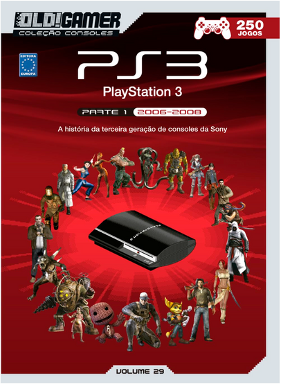 Cover of Old!Gamer magazine featuring “PlayStation 3.” The console is surrounded by various iconic game characters, set against a vibrant background.