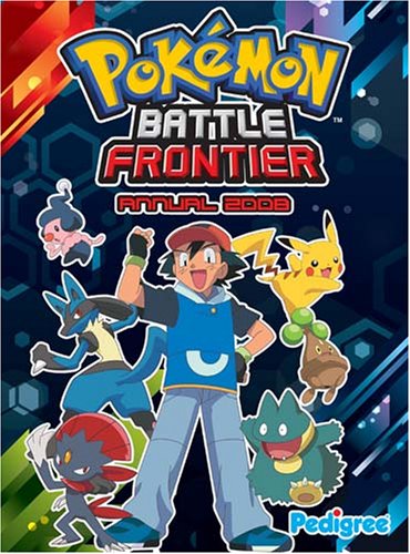 Cover of "Pokémon Annual 2008" shows a trainer with various Pokémon, like Pikachu and Lucario, against a colorful, dynamic background.
