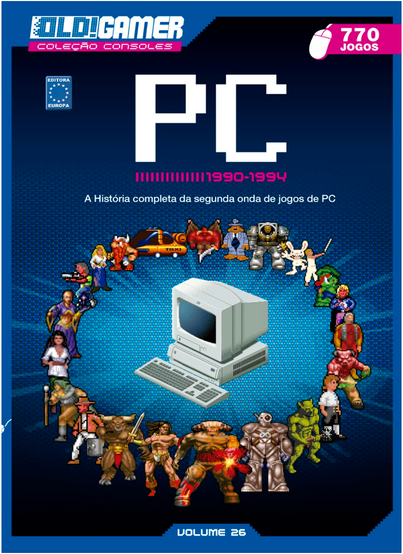 Cover of Old!Gamer magazine featuring “PC.” The computer is surrounded by various iconic game characters, set against a vibrant background.