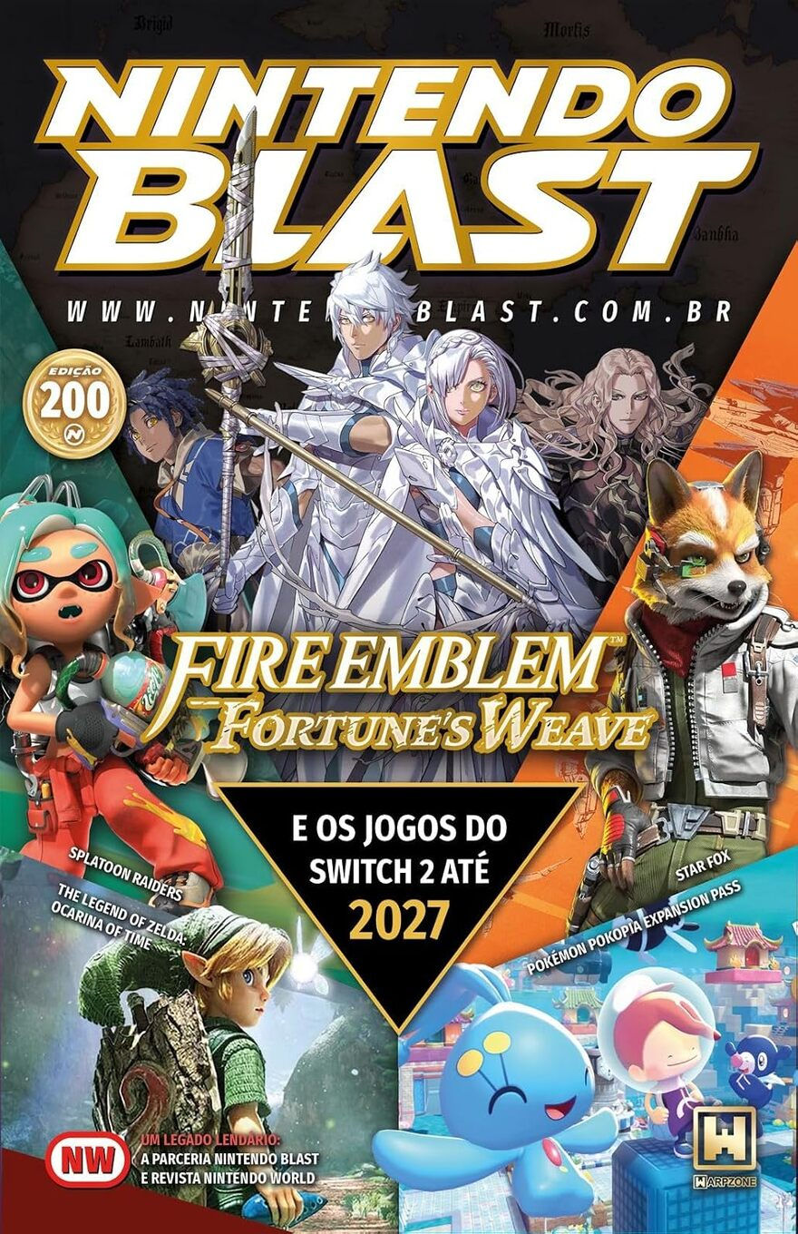 Nintendo Blast magazine cover features gaming characters from Fire Emblem, Splatoon, Star Fox, Pokópia and The Legend of Zelda.