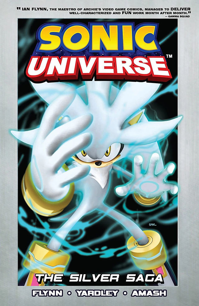 Silver the Hedgehog occupying most of the cover, with glowing energy surrounding him, against a dark background.