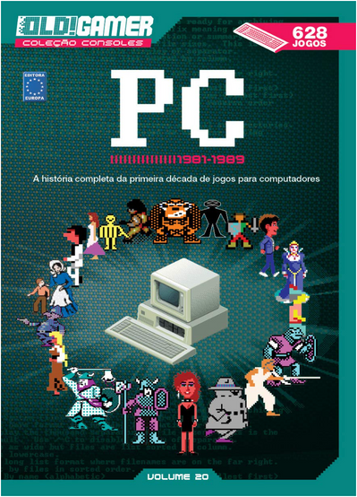 Cover of Old!Gamer magazine featuring “PC.” The computer is surrounded by various iconic game characters, set against a vibrant background.