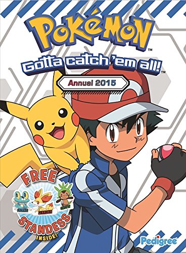 Cover of Pokémon Annual 2015 shows a character in a cap with a determined expression, holding a Poké Ball, alongside a cheerful, smiling Pikachu.
