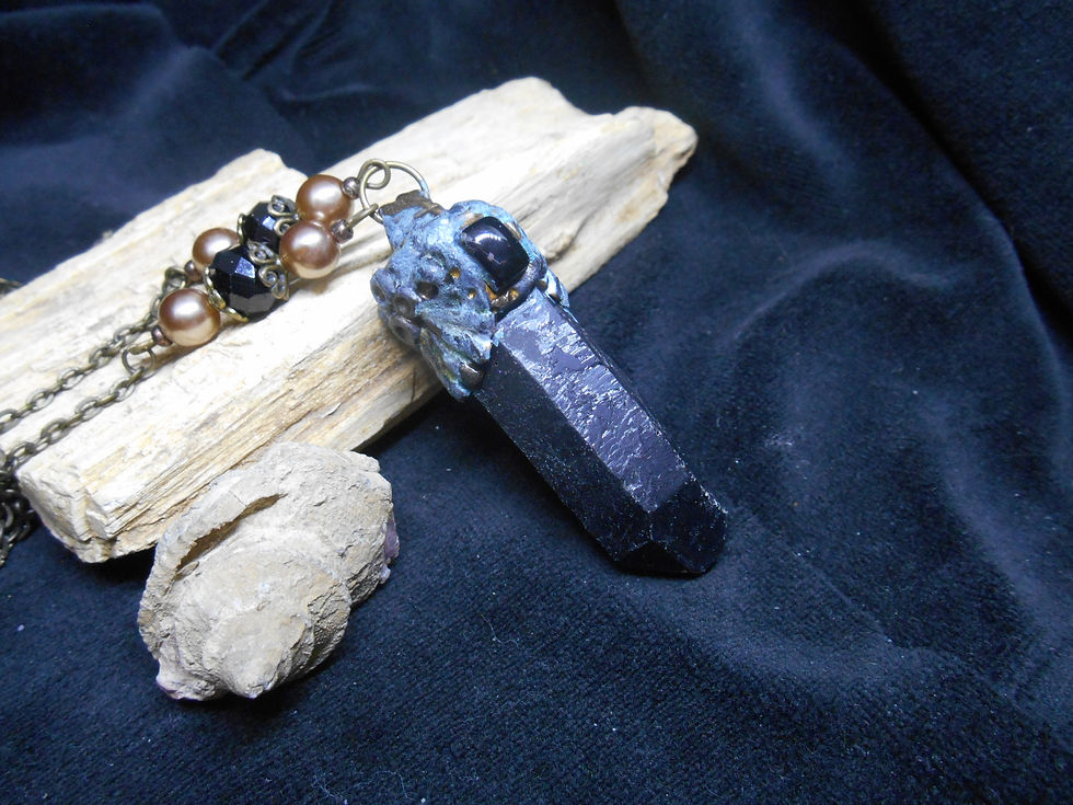 Ebony Crystal Love polymer clay pendant