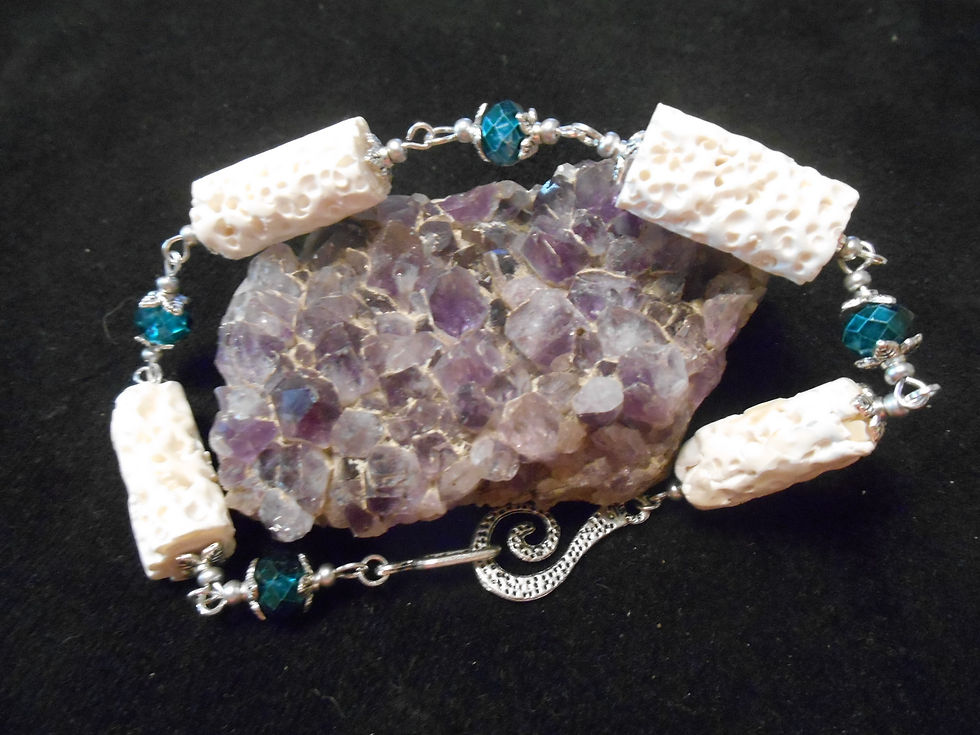 Skeletonized Coral polymer clay bracelet