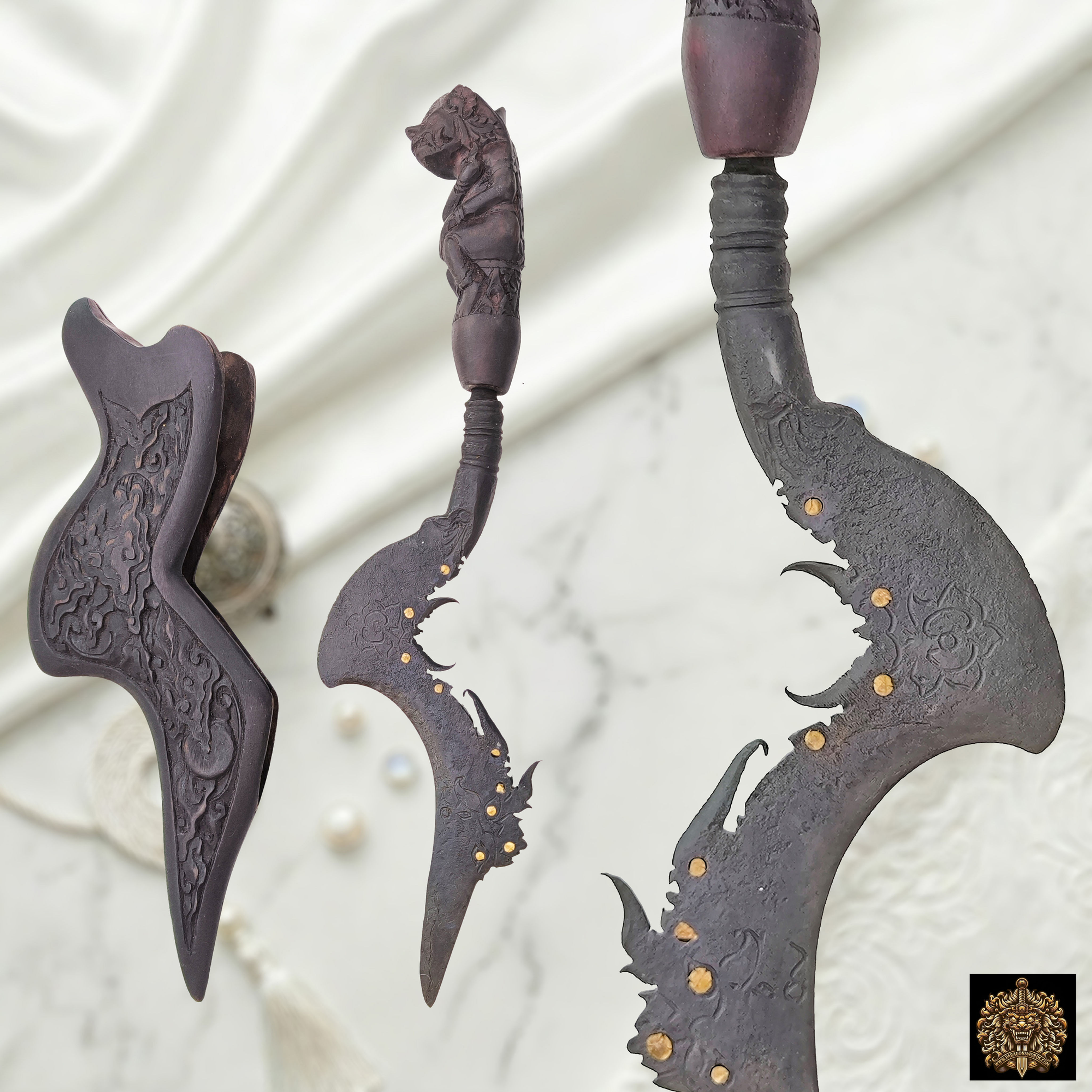 Antique 18th century Cirebon Kujang Cangak Naga rare Indonesian dagger