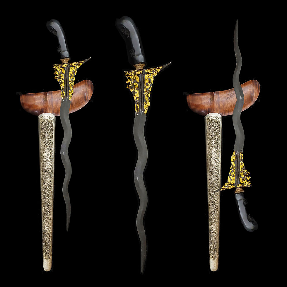 Thumbnail: Antique and powerful Singo Barong Kamarogan Kinatah keris