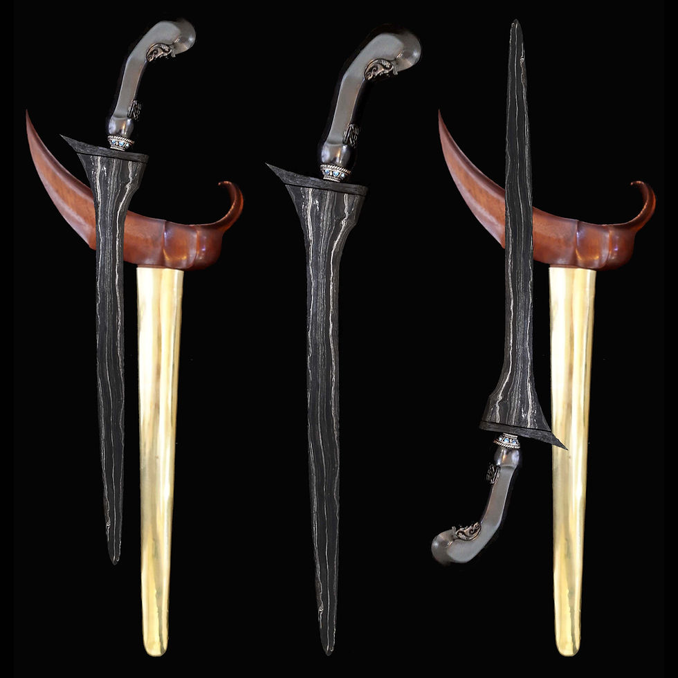 Thumbnail: Tilam Upih keris, kris - Wilah with the rare pamor Teja Kinurung - Golden Tindik