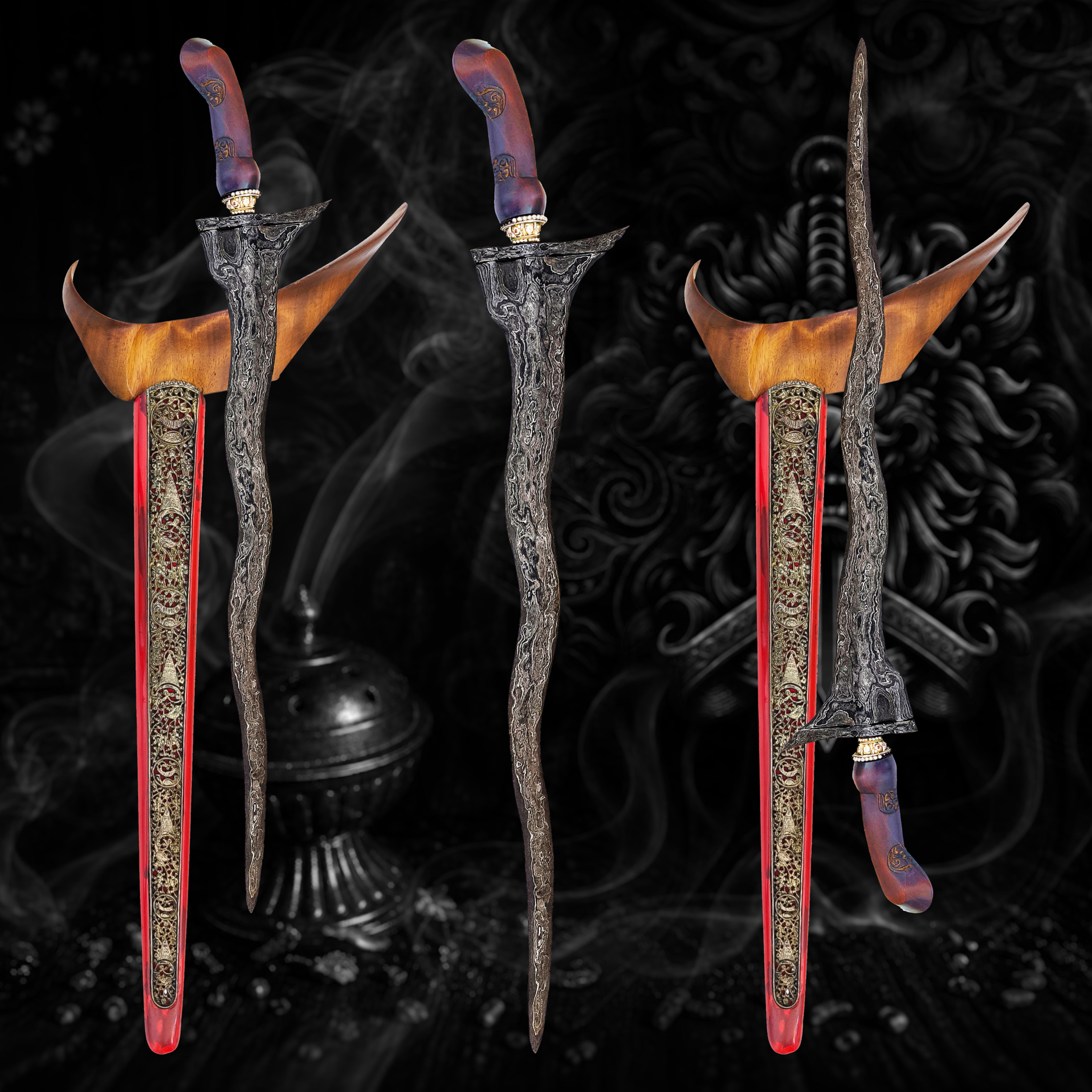 Antique Pulanggeni Luk 5 kris, keris | Pamor Ngulit Semangka