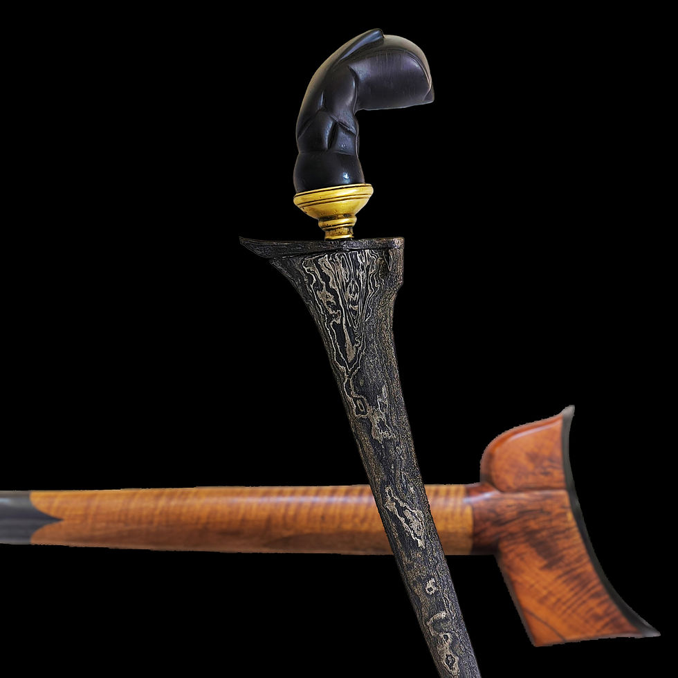 Thumbnail: Rare, antique, Bugis kris, keris - Sulawesi kris - 2 pamors - Jawa Demam hilt