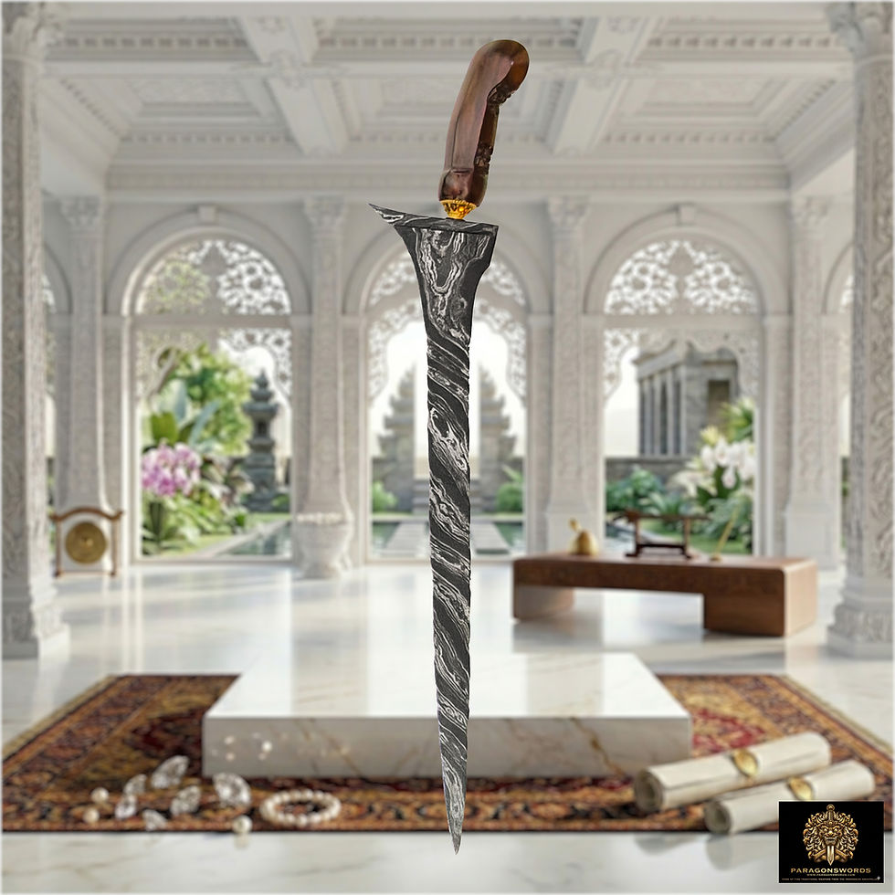 Thumbnail: Antique Brojol Keris – Mataram Kartasura (18th Century) – Rare Snow-White Pamor
