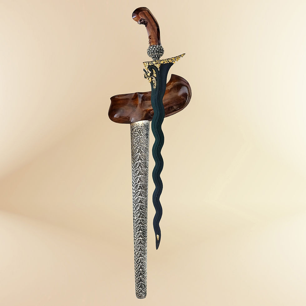 Thumbnail: Rare and spiritual powerful, antique Naga Sungkem (Nogo Sungkem) Kinatah kris
