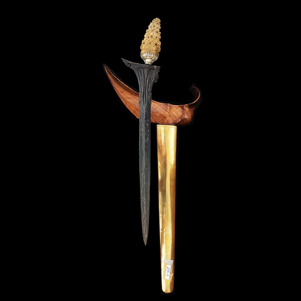 Thumbnail: Rare, antique Sardulah Mangsa kris, keris - Sardulah Mangsa dapur  pamor Ngulit