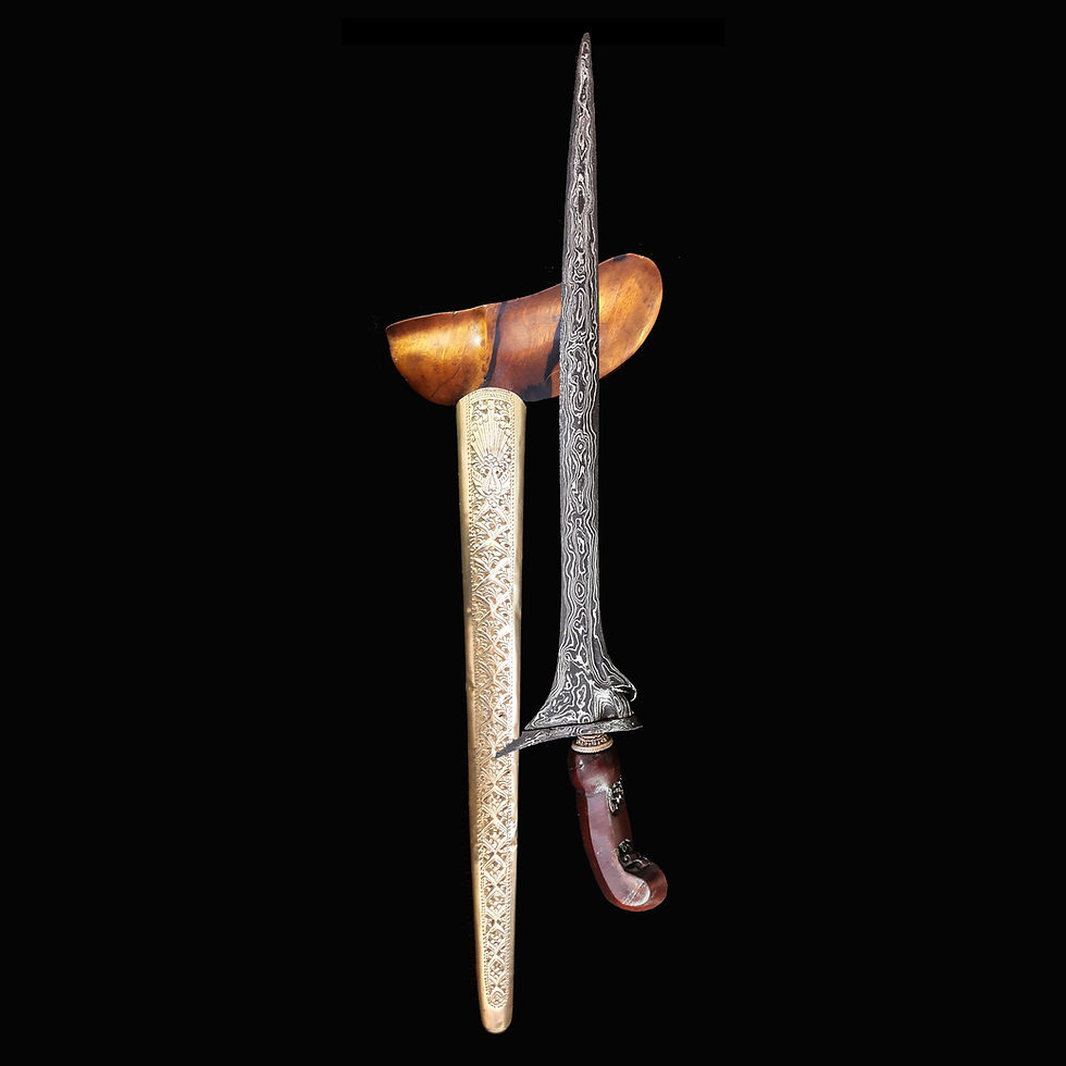 Thumbnail: Sempaner keris, kris - Mataram Sultan Agung (17th century) - Beras Wutah pamor